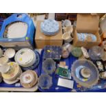 Ceramics and glass, including a pair of 1970's clear glass lampshades, porcelain eggs, tea wares