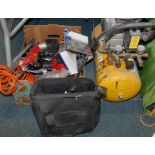 A Wolf air compressor, 97DP type SIOUX25, serial no 10143/234., together with Powercraft air shears,