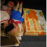 A Pedigree doll, boxed., an Italian battery operated doll, and a Little Miss china tea set,