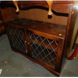 An oak Old Charm style glazed side cabinet, 100cm high, 111cm wide, 34cm deep.