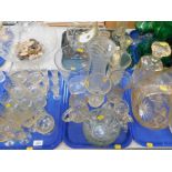 Cut and pressed glassware, including decanters, baskets, vases, tableware, etc. (5 trays plus)