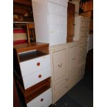 A cream melamine four piece bedroom suite, together with four other bedside cabinets. (8)