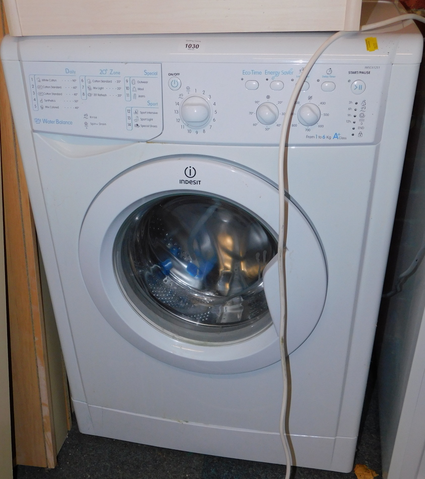 An Indesit 6kg A Class washing machine, model no IWSC61251.