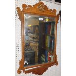 A Georgian early 20thC mahogany framed fret work wall mirror, inset bevel glass.