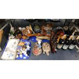 Ceramic and other ornaments, barometer, three bottles of Campari, plates, dishes, etc. (4 trays