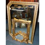 Three gilt framed wall mirrors.