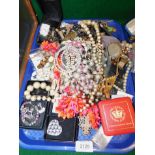 Costume jewellery, including dress wristwatches, brooches, necklaces and beads and a Golden