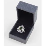 A green and white paste set dress ring, size M. (boxed)