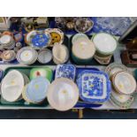 Assorted ceramics, including a Willow pattern vegetable tureen and cover, pate dishes, meat
