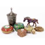 A group of Eastern and Oriental style ceramics, to include various imitation cloisonne trinket