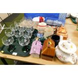 Various ceramics and glassware, to include green domed goblets, a Cottage ware teapot, a Royal