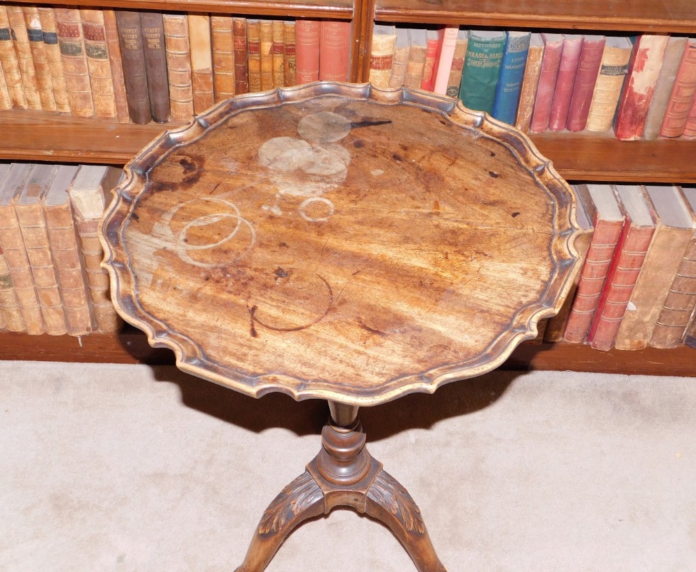 A mahogany occasional table, the circular dished pie crust top, on a turned column and tripod - Image 2 of 2