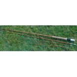 A Hardy Bros Ltd Palakona Deluxe three piece split cane fly rod, with additional top section, 10',