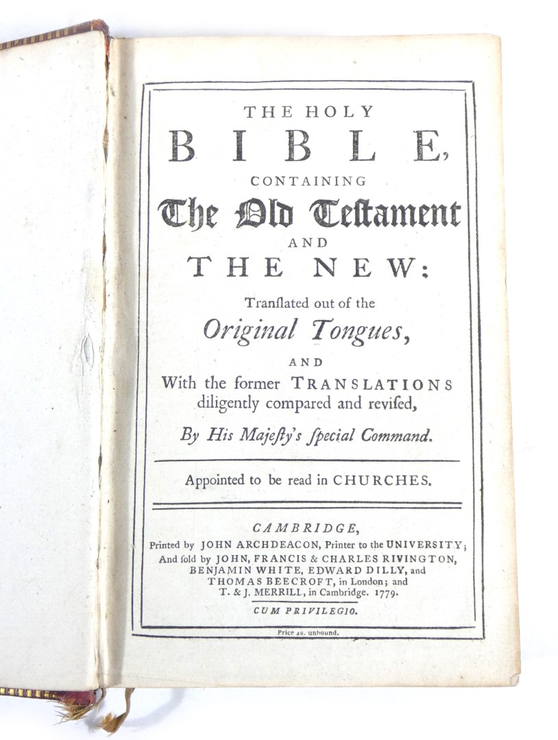 Binding.- Bible in English.- THE HOLY BIBLE CONTAINING THE OLD TESTAMENT AND THE NEW red morocco - Image 2 of 4