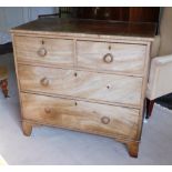 A 19thC mahogany chest of drawers, with a plain top above two short and two long drawers, with