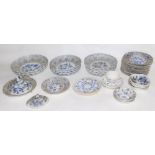 A mixed lot of Meissen Onion pattern dessert ware, including baskets, 6 medium 2 large pieces,