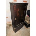 A 19thC mahogany cabinet top for an escritoire, with single door cupboard, with shelves over a