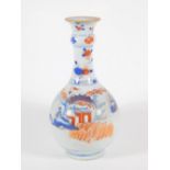 An 18thC Chinese porcelain bottle vase, decorated with buildings and landscapes, 26cm high.