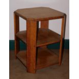 An Art Deco oak occasional table, with canted square top, 45cm square.