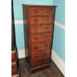 An early Victorian mahogany pedestal chest of drawers, the top with a moulded edge above seven