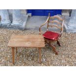 A late 19thC continental walnut Savonarola type chair, the ladderback with champered supports and