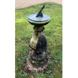 Withdrawn Pre-Sale by Vendor. A 19thC stone based sun dial, of inverted baluster form, on