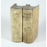 Tacitus (Cornelius) OPERA 2 vol, additional engraved title, woodcut vignette on title,