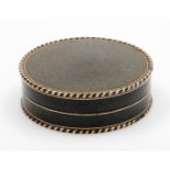 An early 19thC circular papier mache snuff box belonging to Queen Charlotte, with tortoiseshell