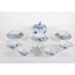 A group of Meissen and other blue and white porcelain tea ware. (a quantity)