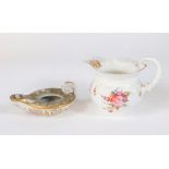 A Coalport felspar cream jug, decorated with floral sprays on a C scroll moulded body and 12cm