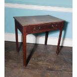 A George III mahogany side table, the top with a moulded edge above a frieze drawer on chamfered