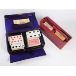 A vintage Poker and Patients purple Morocco leather card case, and piquet red Morocco leather card