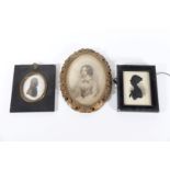An early 19th portrait silhouette of the Reverend Arthur Edward Howman, dated 1845, 8cm x 6.5cm (