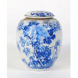 A Japanese blue and white Seto porcelain ginger jar and cover, 14cm high.