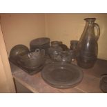 A collection of Victorian and later glass, to include circular dishes and small plain glass dome,