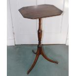 A Regency mahogany occasional table, the canted rectangular top on a slender turned column and