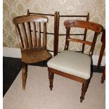 Three items of 19thC and later furniture, to include a William IV rosewood dining chair carved