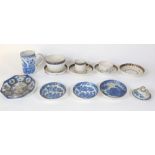 A group of 18thC English porcelain, including part Caughley service, c1780, Bow plate, Caughley