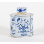 A 18thC Chinese porcelain octagonal tea canister and cover, of floral decoration, 11cm high.