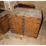 An iron bound oak silver chest, 65cm high, 81cm wide, 57cm deep.