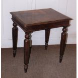 A Victorian oak side table, the rectangular planked top with a moulded edge, a plain frieze on