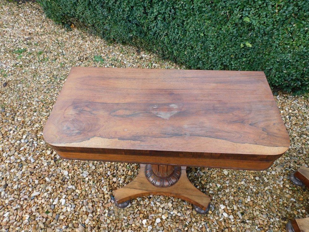 Withdrawn pre-sale by vendor. A pair of William IV rosewood card tables, rectangular top with rounde - Image 2 of 5