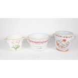 Three porcelain planters, smallest being Minton, the next Vista Augre and a Victorian example 20cm