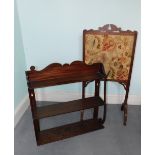 A 19thC mahogany wall shelf, with shaped end supports, 72cm high, 71cm wide (AF) and a 19thC