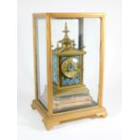 A 19thC French gilt brass and champleve enamel mantel clock, with eight day movement impressed Chles