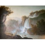 Jacob More (British 1740-1793). The Falls of Tivoli, with figures of a fisherman, his companion