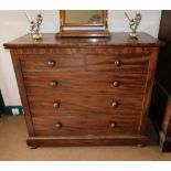 A Victorian mahogany chest, of two short and three long graduated drawers with knop handles,