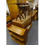 A quantity of furniture, to include an oak chest of drawers, oak work table, mahogany occasional
