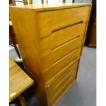 Two similar oak retro chests of drawers, one with four and another with three drawers.