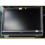 A Sony Bravia 26" LCD digital colour TV, with lead, lacking remote.